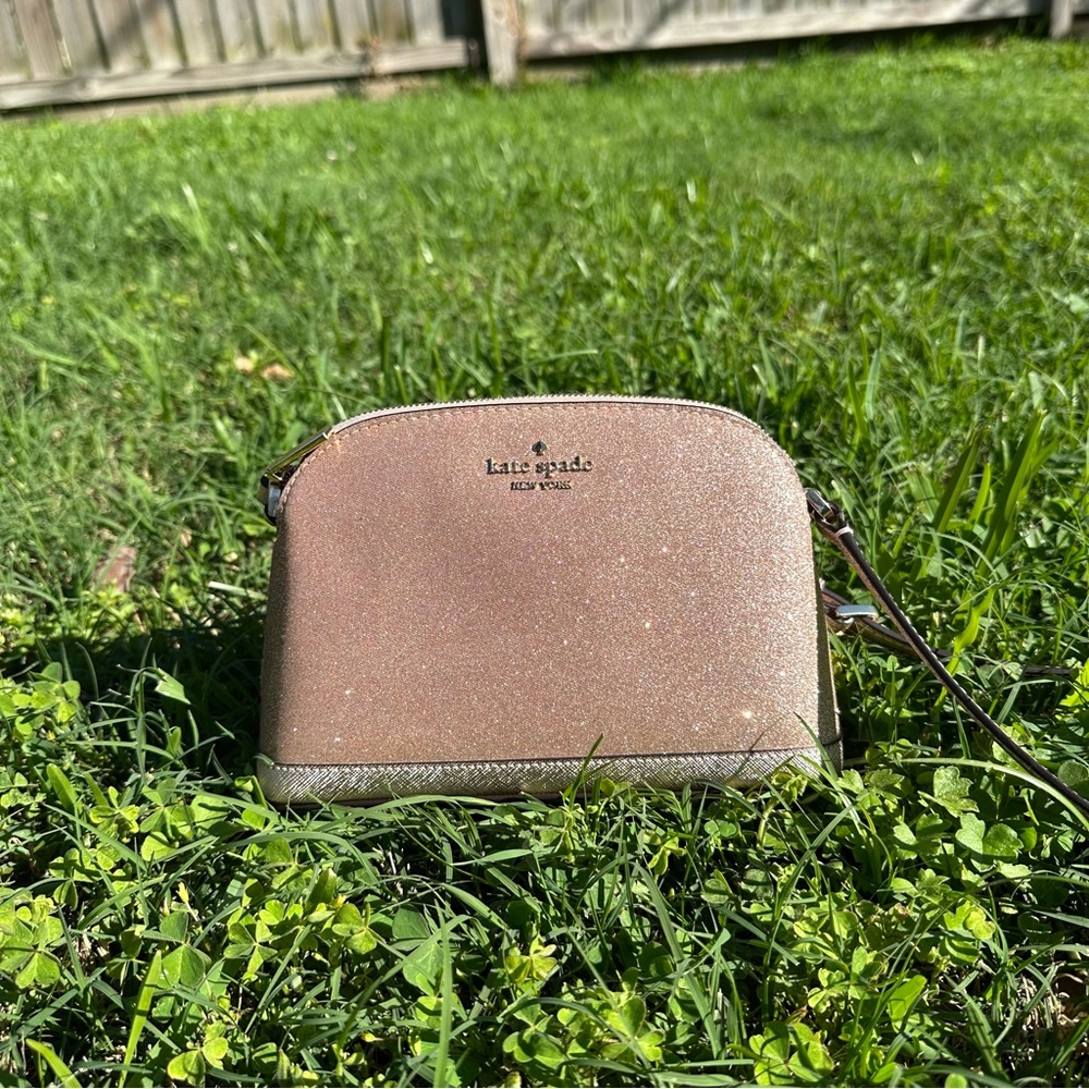 Kate Spade Tinsel Dome Small Crossbody in Gold Glitter